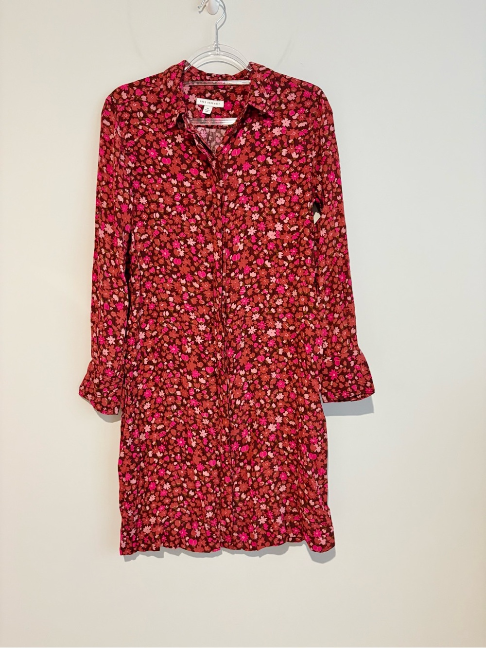 Free Assembly Floral button front shirtdress‎ red size medium